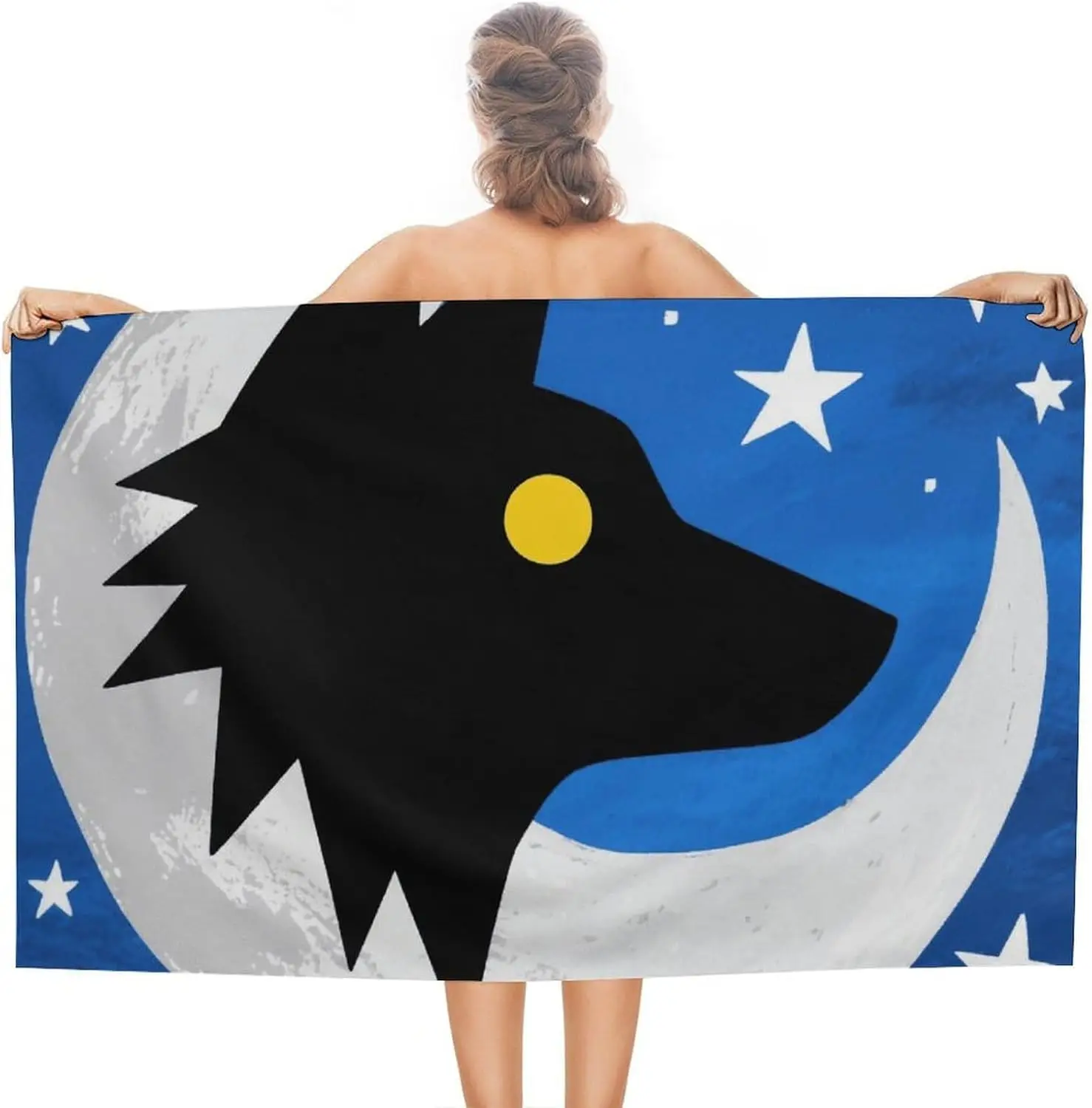 Wolf Moon Totem Beach Towel Oversized Absorbent Towels Quick Dry Pool Towel Lightweight BathroomTowels Sandproof Beach Blanket