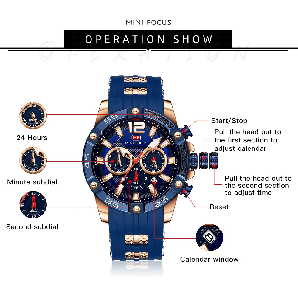 MINI FOCUS Fashion Sport Watches for Men Top Brand Luxury Military Date Watch Man Clock Chronograph Wristwatch With Luminous