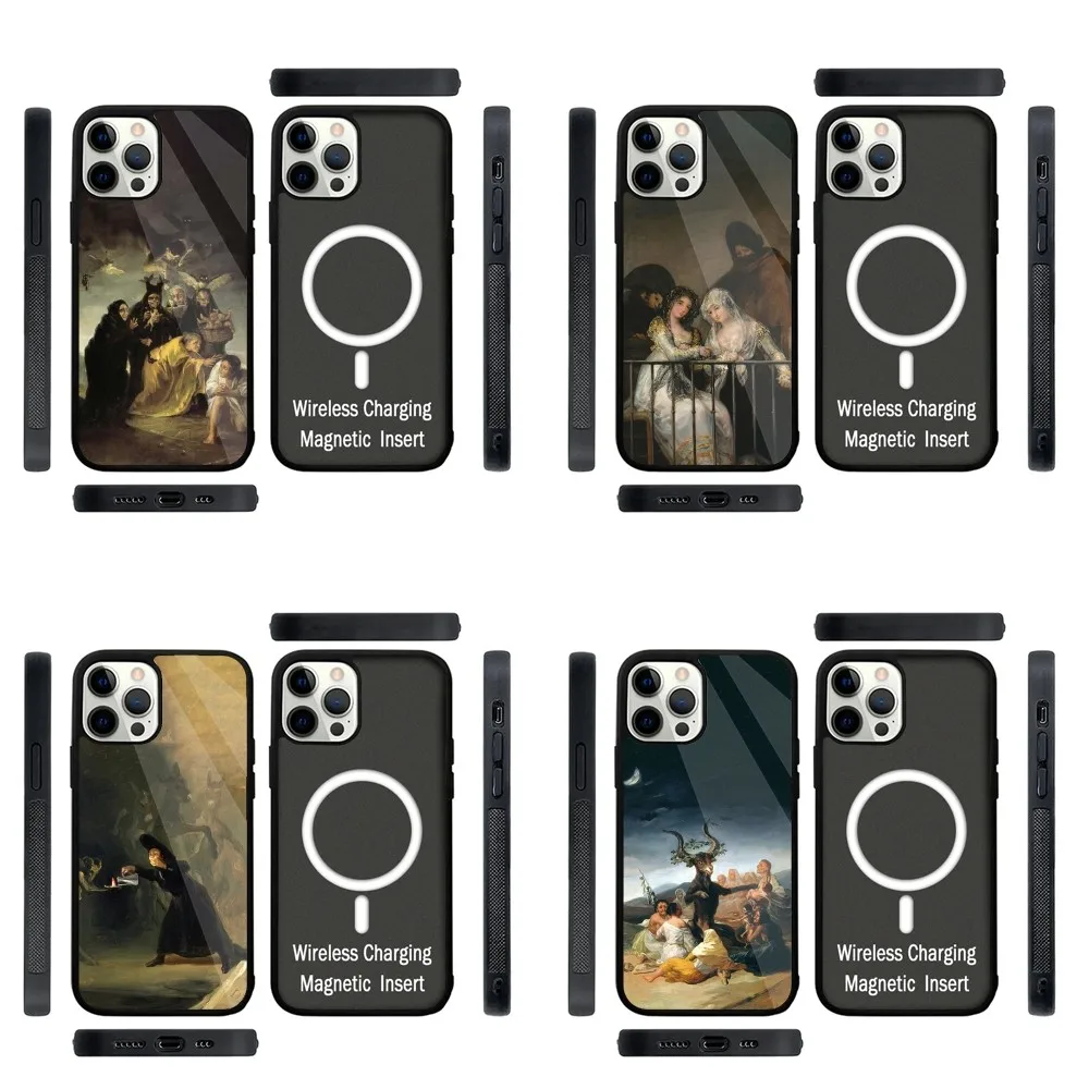 

F-Francisco Goya Painting Phone Case Strong Magnetic For IPhone 15,14,13,Pro,Max,Plus,11,12,Mini For Magsafe Wireless Charging