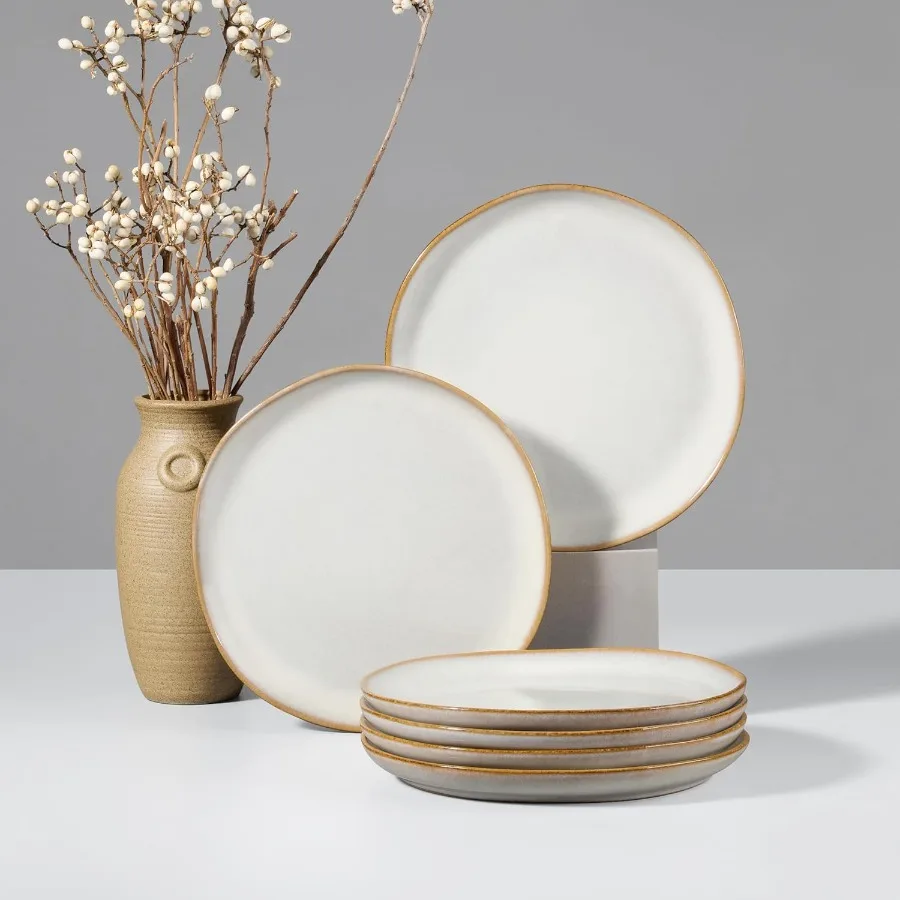 

Керамические тарелки для салата, набор из 6 сверхпрочных керамических тарелок 7,9 с реактивной глазурью для домашнего и ресторана, прочный чип и