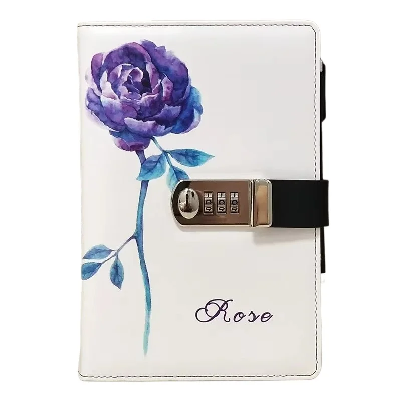 A5 Cute Dandelion Diary with Code Lock Blockade Notepad Girls Password Book Cute Thick Journals Notebooks School School Supplies