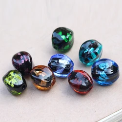 Handmade Lampwork Glass Beads Irregular Cube Shape Foil Fashion Loose Bead Green Blue Red Mix for Jewelry Making DIY Accessoires