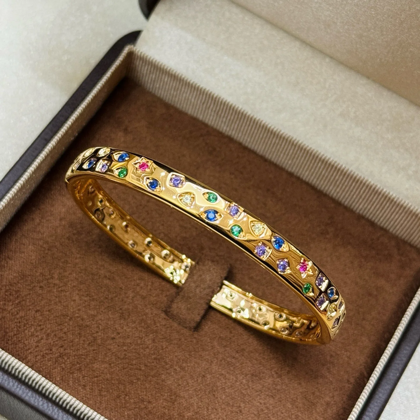 

100% 925 Sterling Silver Wide Edges Colorful Zircon Rose Gold Bracelet For Women Fine Jewelry