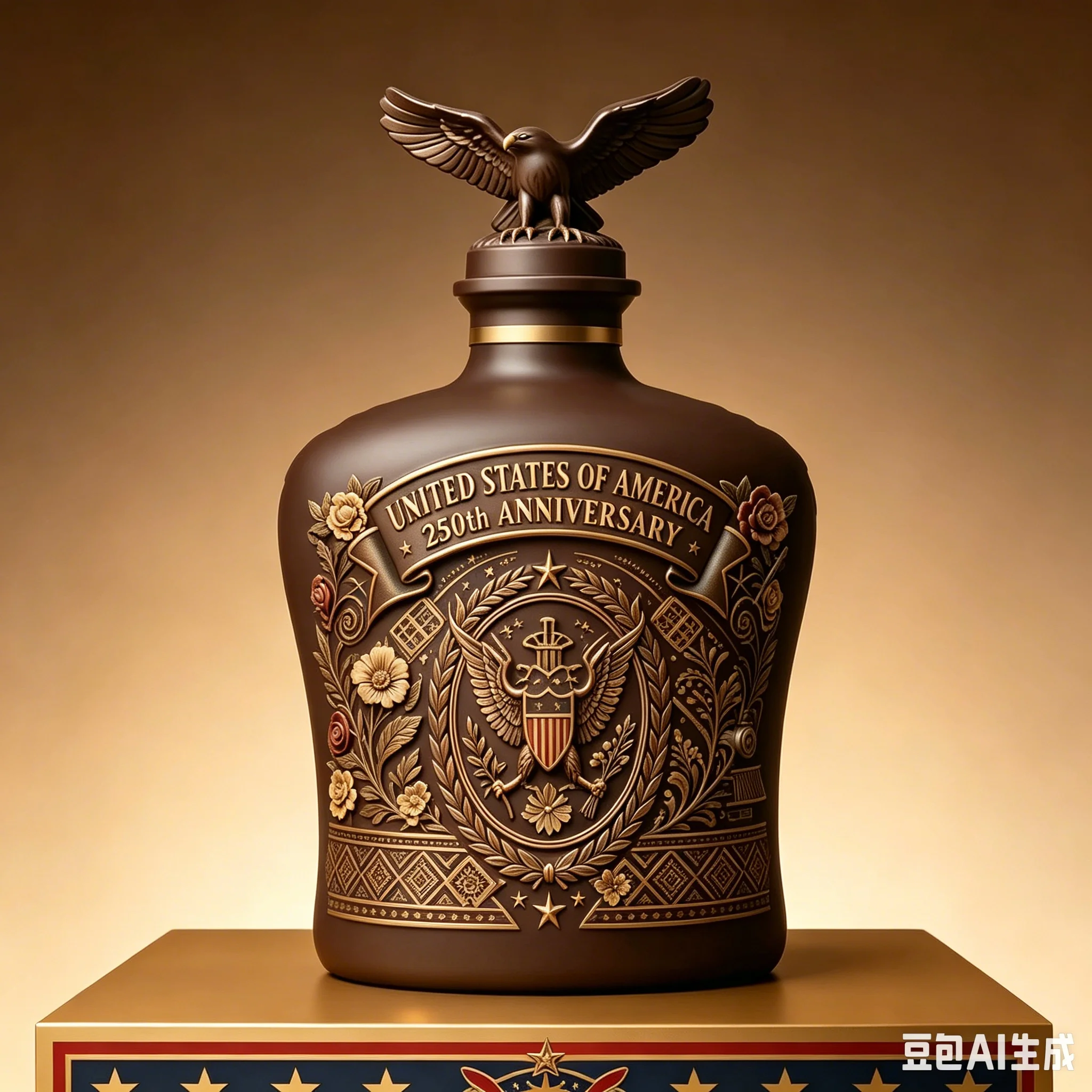 ruruUSA Flag & Eagle Themed Whiskey Decanter Liquor Bottle Home Bar Collectible Ornament collection-grade foreign wine bottle