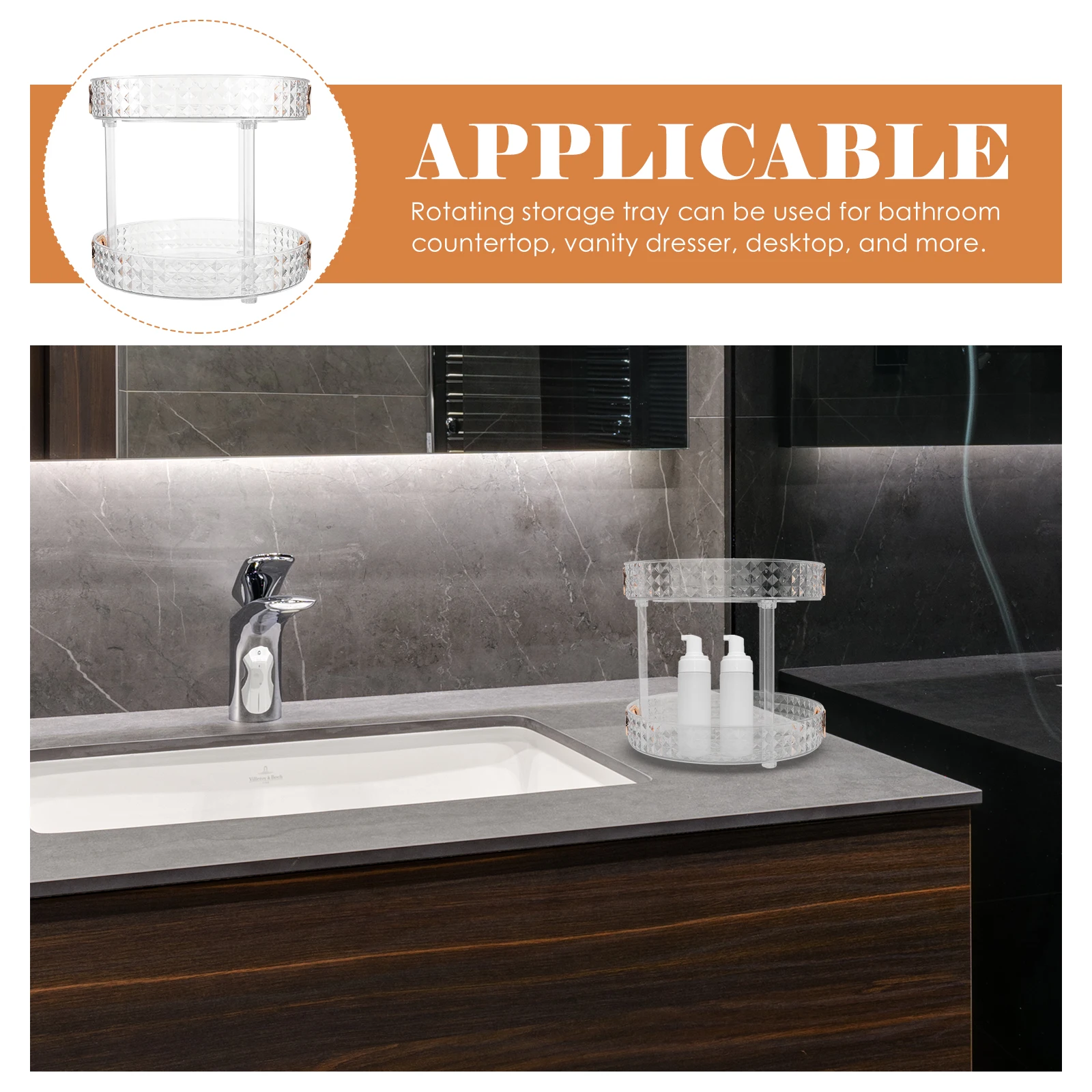 

Double Layer Rotating Makeup Organizer Luxury Vanity Storage Organizer for Bathroom Countertop and Dressing Table