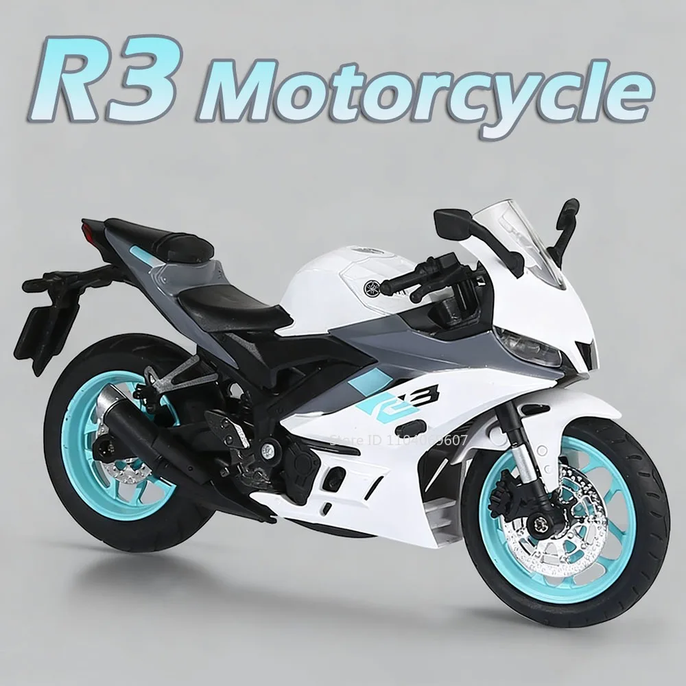 1:12 R3 R1M Model Toy Motorcycles Alloy Diecast Sound Light Shock Absorption Front Wheel Steering Simulation Motorbikes for Kids