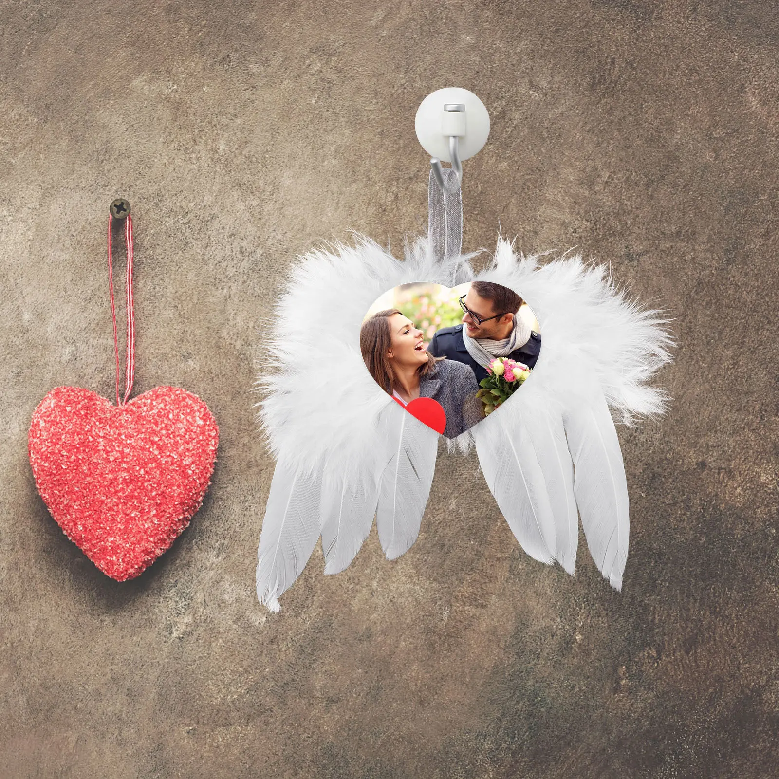 

3Pcs Sublimation DIY Angel Wing Ornaments Personalized Valentines Day Pendant Decor for Wall Fireplace Display