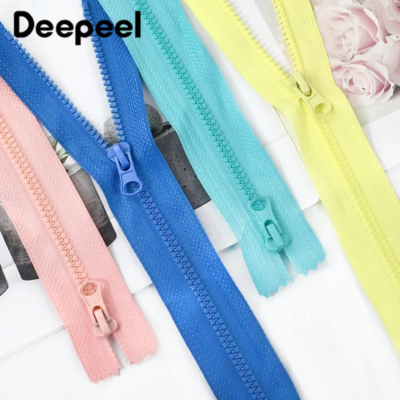 5Pcs 3# 15-30cm Resin Close End Zipper Colorful Auto Lock Zip for Bag Jacket Clothes Zippers Repair Kit DIY Sewing Accessories