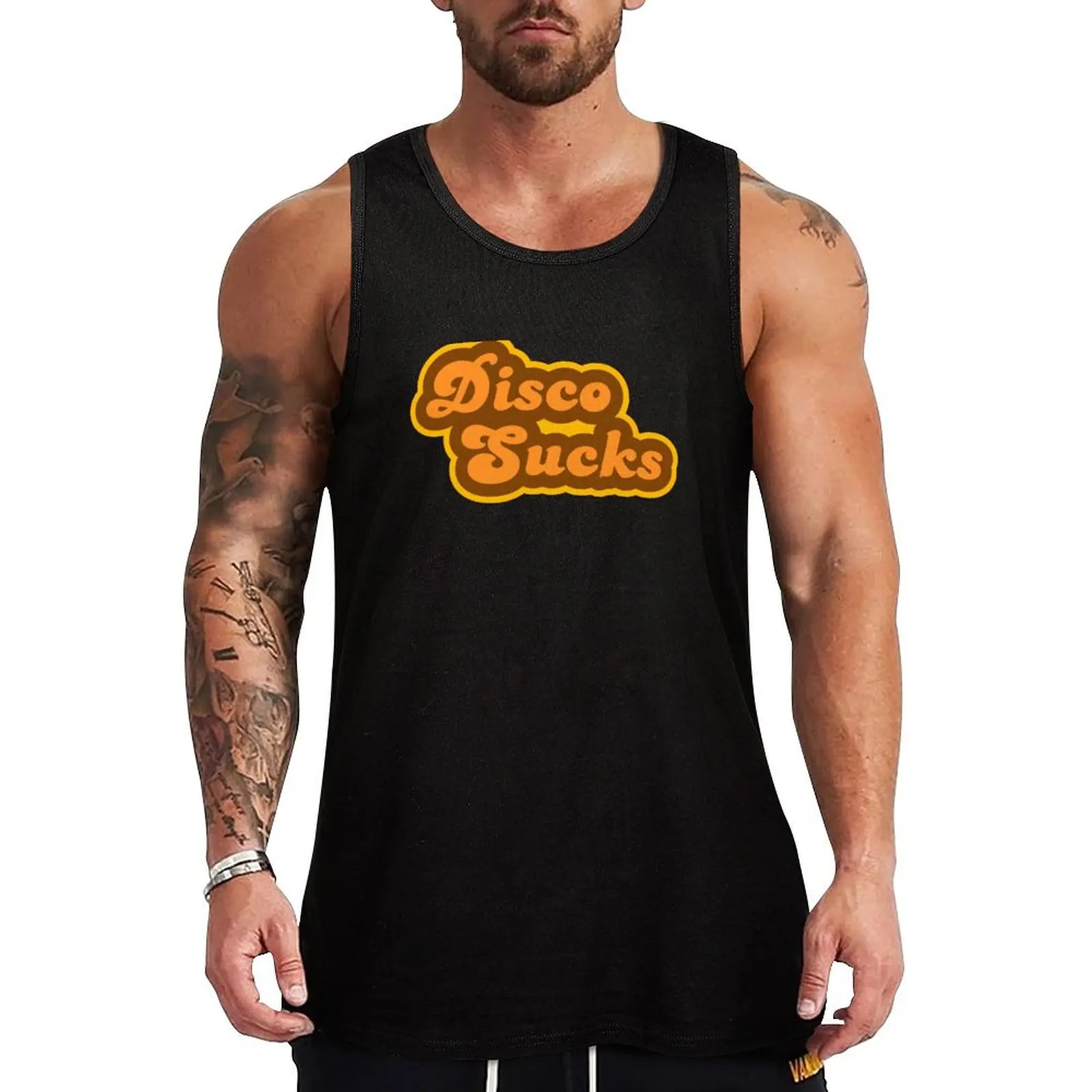 Disco Sucks - Retro 70s - Logo Tank Top gym shirts muscle t-shirt Men's clothing brands singlets for men