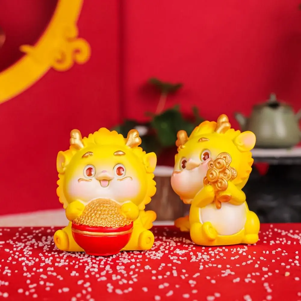 Rich and Noble Little Golden Dragon Dragon Figurines Statue Cute Mascot Doll Handcraft Chinese Style New Year Decorative