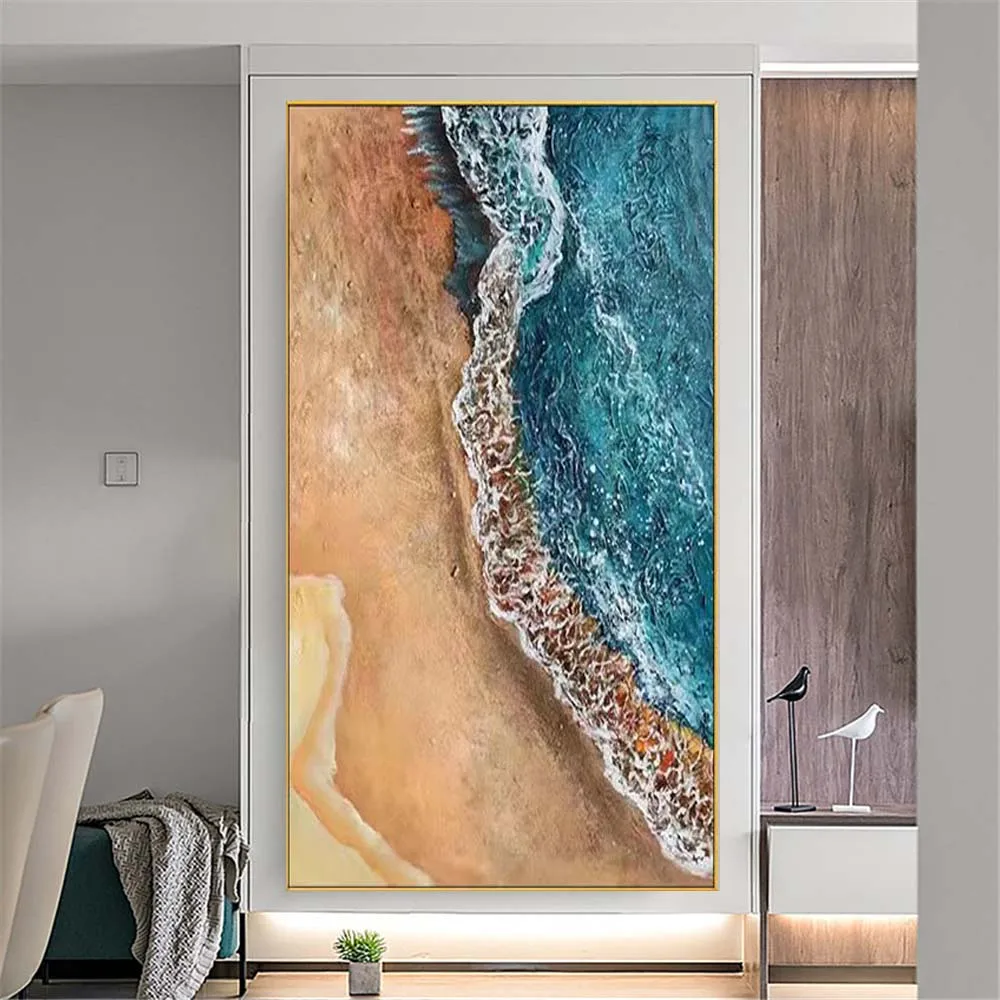 

Large Size Panel Paint Ocean Seaside Thick With Beach Landscape 100% Handmade Oil Paintings Decor Living Room For Home Wall Art