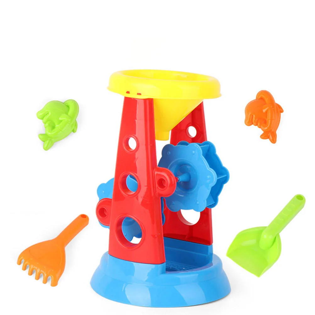 5PCS Plastic Beach Toys Set Sand Bucket Toy Sand Clock for Beach Kids Playing Outdoor Plastic Toy