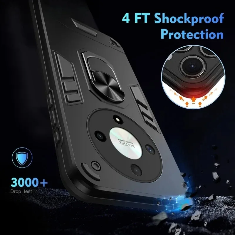 Military Grade Case for Honor Magic8 Lite Magic 8 Pro X9d 5G Protective Cover Shockproof Ring Stand Holder Fundas Coque view 4