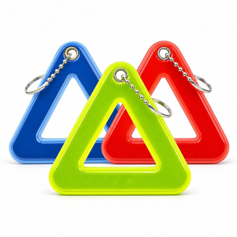 Reflective Reflective Keychain Lightweight Easy to Attach Safety Keychain Colorful Triangle Shape Triangle Safety Tag