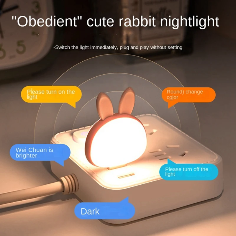 

2Pcs USB Reading Lamp,Mini Bunny Night Light, Smart Voice 3 Color Desk Lamp For Bedroom Kids Room Durable Easy To Use