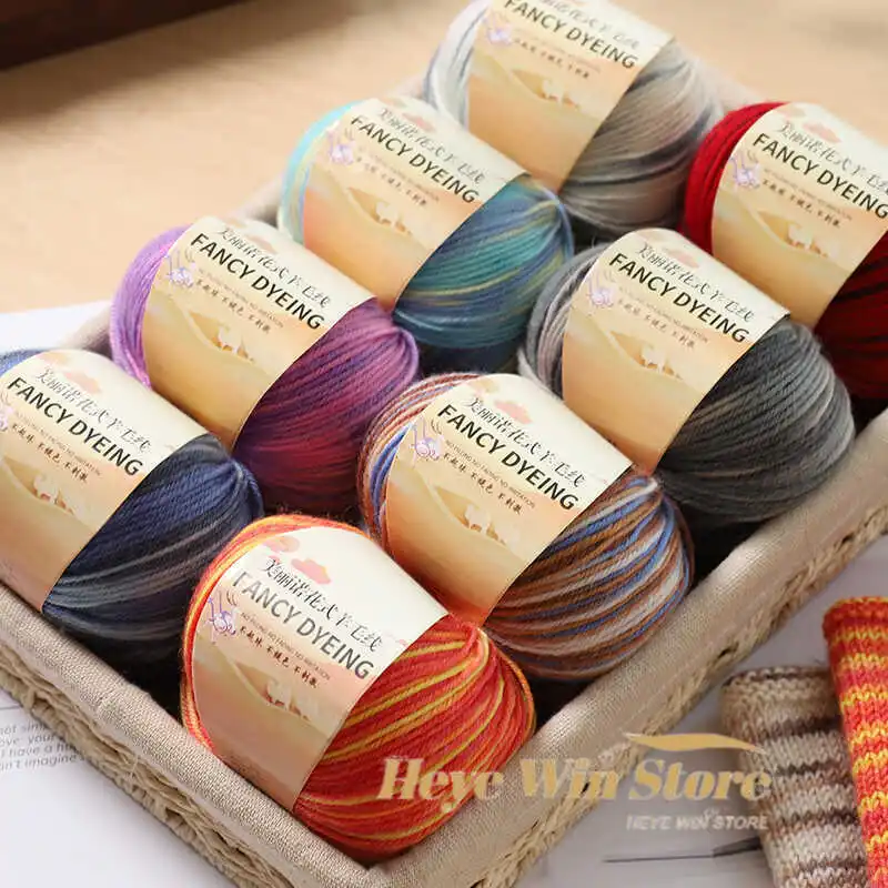 50g/Roll Colorful Rainbow Segment Dyed Wool Yarn DIY Hand Knitting Crochet Thread For Sweater Scarf Shawl Crocheting Supplies