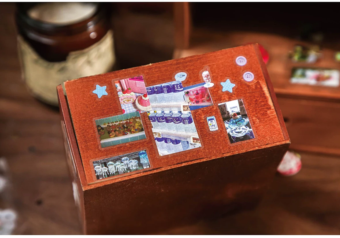Mr.Paper 100Pcs/Box Ancient Treasures Die-Cut Sticker Gift Box with Adhesive Backing Vintage Retro Sticker & Memo Journal Set