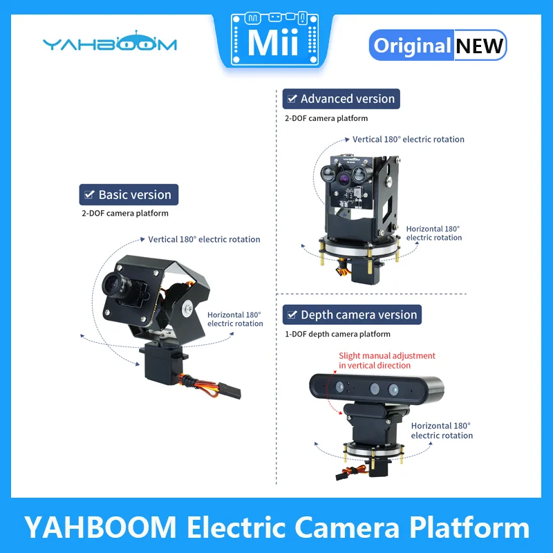 Yahboom Camera Platform with HD Camera RGB Light 2DOF PTZ Tilt 9G SG90 Servo for Smart Car AstraPro Depth Cemera Metal Bracket