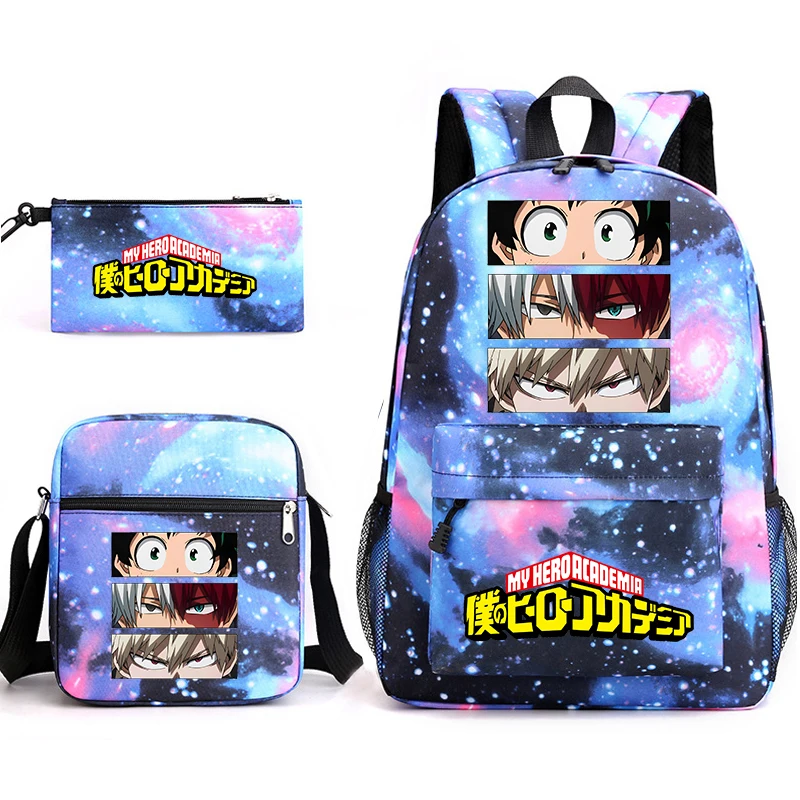 My Hero Academia borsa da scuola per studenti anime set da 3 pezzi zaino per bambini astuccio per matite borsa a tracolla set back to school gift