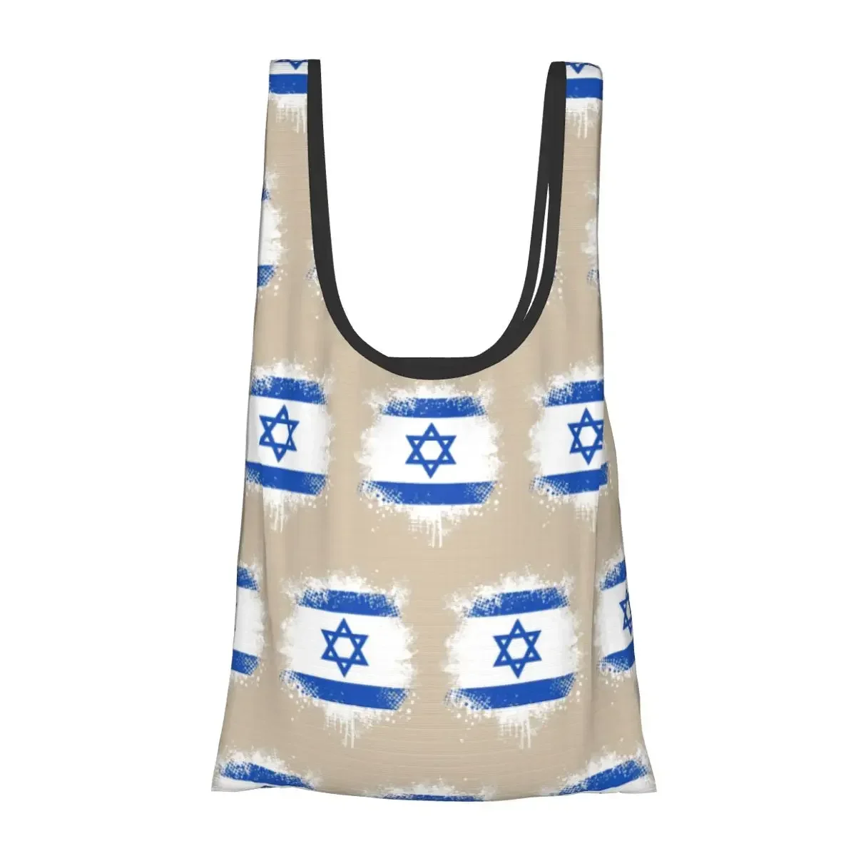 Flag Of Israel - Splat Portable Tote Shopping Bags Large Capacity Shopper Bag Groceries Handbag Shoulder Bag