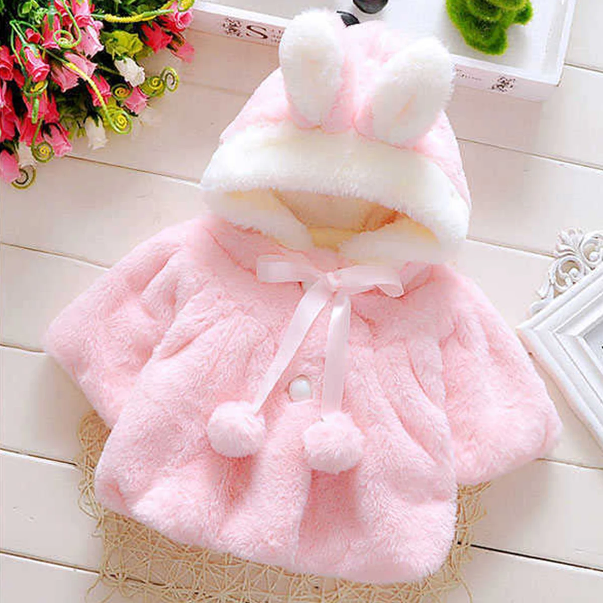 Newborn winter warm hooded baby jumpsuit, thick and soft women\'s baby clothes children\'s clothing from 0 to 24 months old