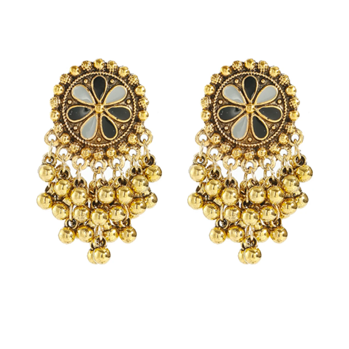 Ethnic Geometric Gold Color Bell Earring Women's Vintage Trendy Wedding Earrings Indian Jewelry Wholesale Boucles D'oreille view 6
