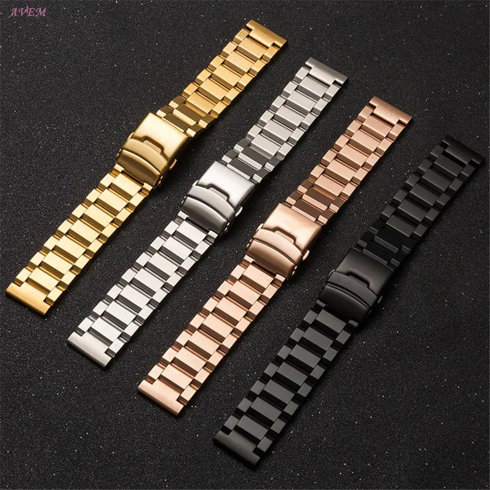 18/19/20/21/22/23/24/25mm Solid Stainless Steel Watch Band Metal Folding Buckle Strap Men Women Universal Bracelet Accessories