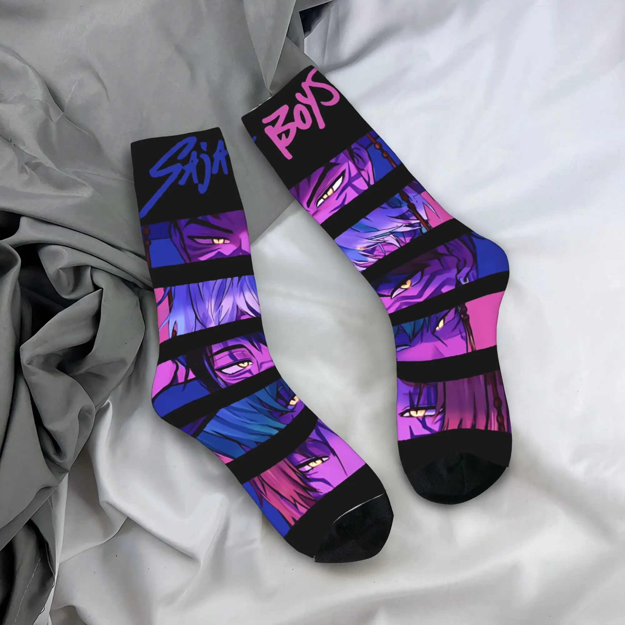 

Saja Boys Eyes Stockings KPop Demon Hunters Novelty Socks Women Men Medium Soft Socks Autumn Cycling Design Anti Skid Socks