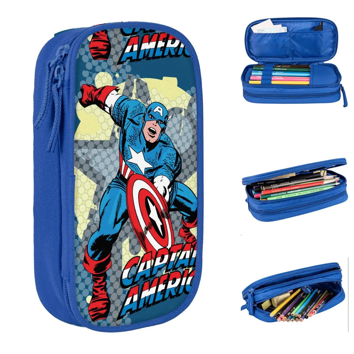 Astucci per matite a forma di stella Captain America astuccio per penne carino ragazza ragazzo materiale scolastico di grande capacità astucci con