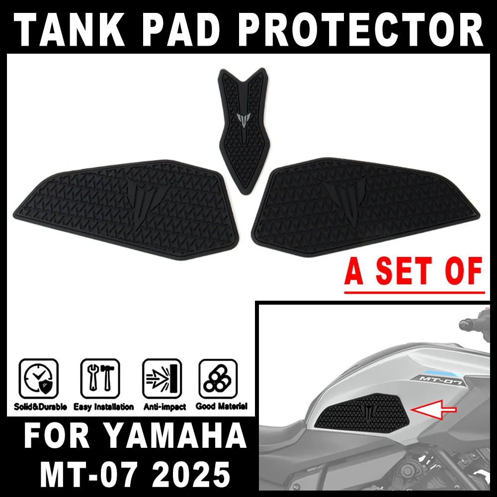 

For Yamaha MT 07 mt07 MT-07 2025 Protector Anti Slip Tank Pad Sticker 100% Brand New Gas Knee Grip Traction Side Pad Decal Black