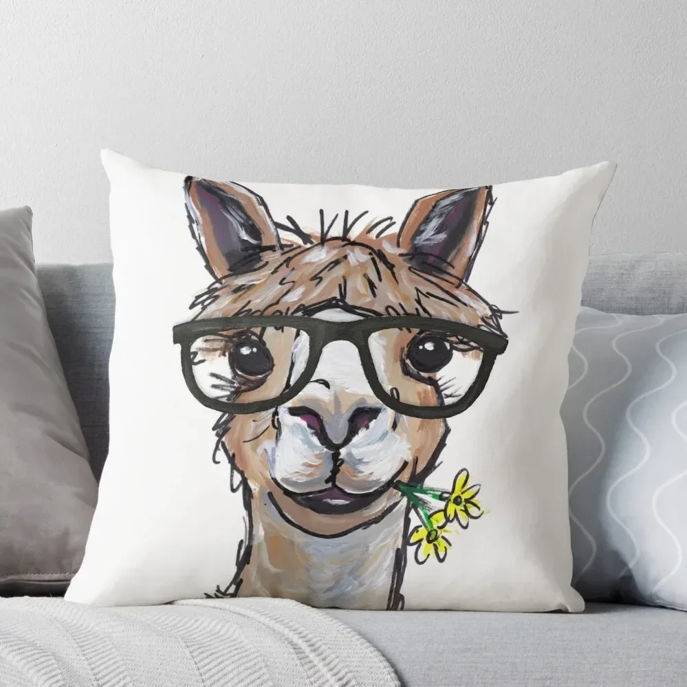 Alpaca art, alpaca with glasses art, cute alpaca art Throw Pillow Cushions For Sofa Pillow