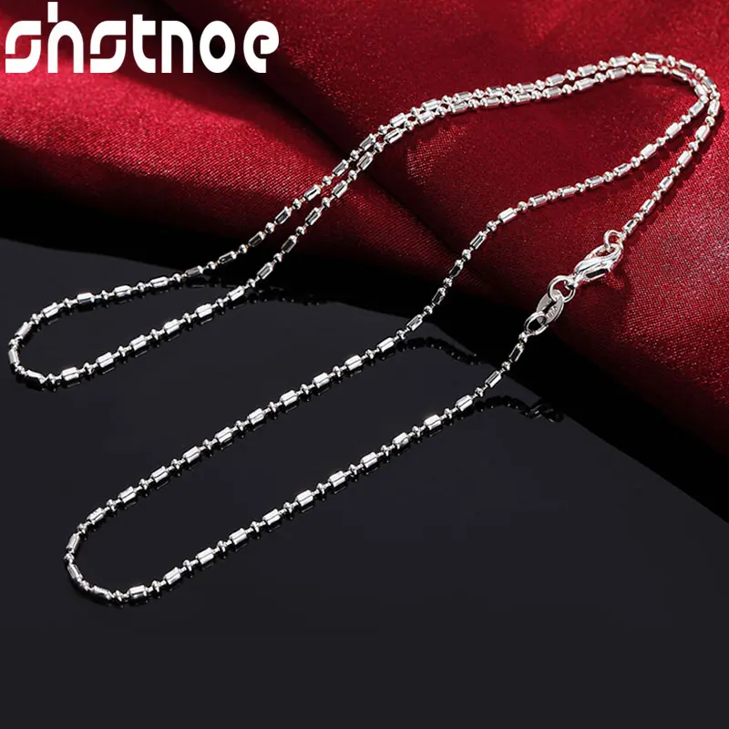 925 Sterling Silver Bamboo Bead Chain Necklace 16-30 Inch For Women Man Engagement Wedding Fashion Charm Jewelry