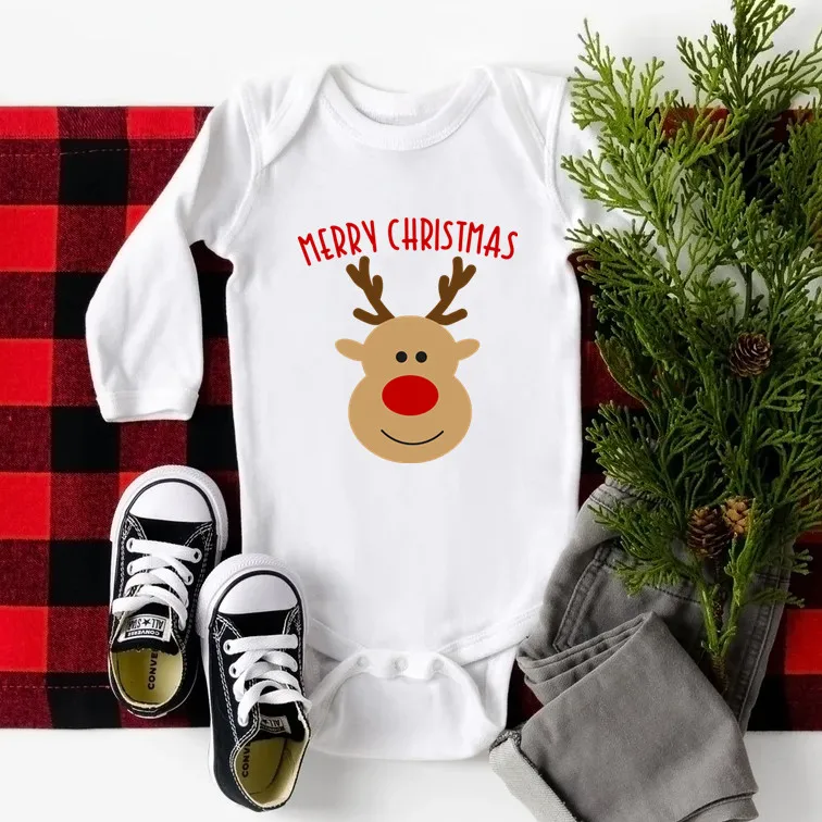 

Веселый рождественский наряд для малышей, зимний комбинезон с длинными рукавами и рисунком для новорожденных девочек и мальчиков, мой первый рождественский комбинезон, наряд