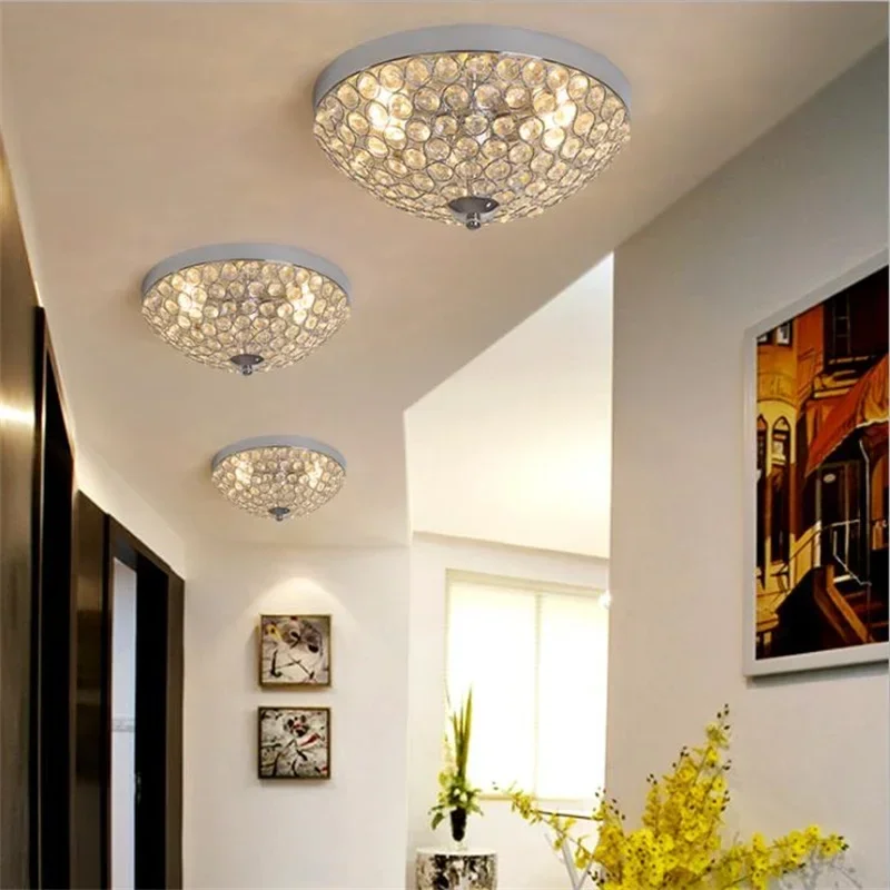 مصباح سقف غرفة النوم الكريستالي البسيط الحديث، مصباح دائري صغير للممر والدهليز البسيط #6