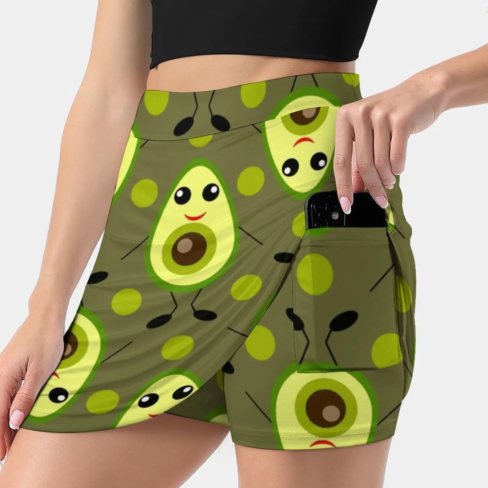 

Cute Avocado Women's skirt Aesthetic skirts New Fashion Short Skirts Avocado Veggie Vegan Organic Nature Food Cute Funny