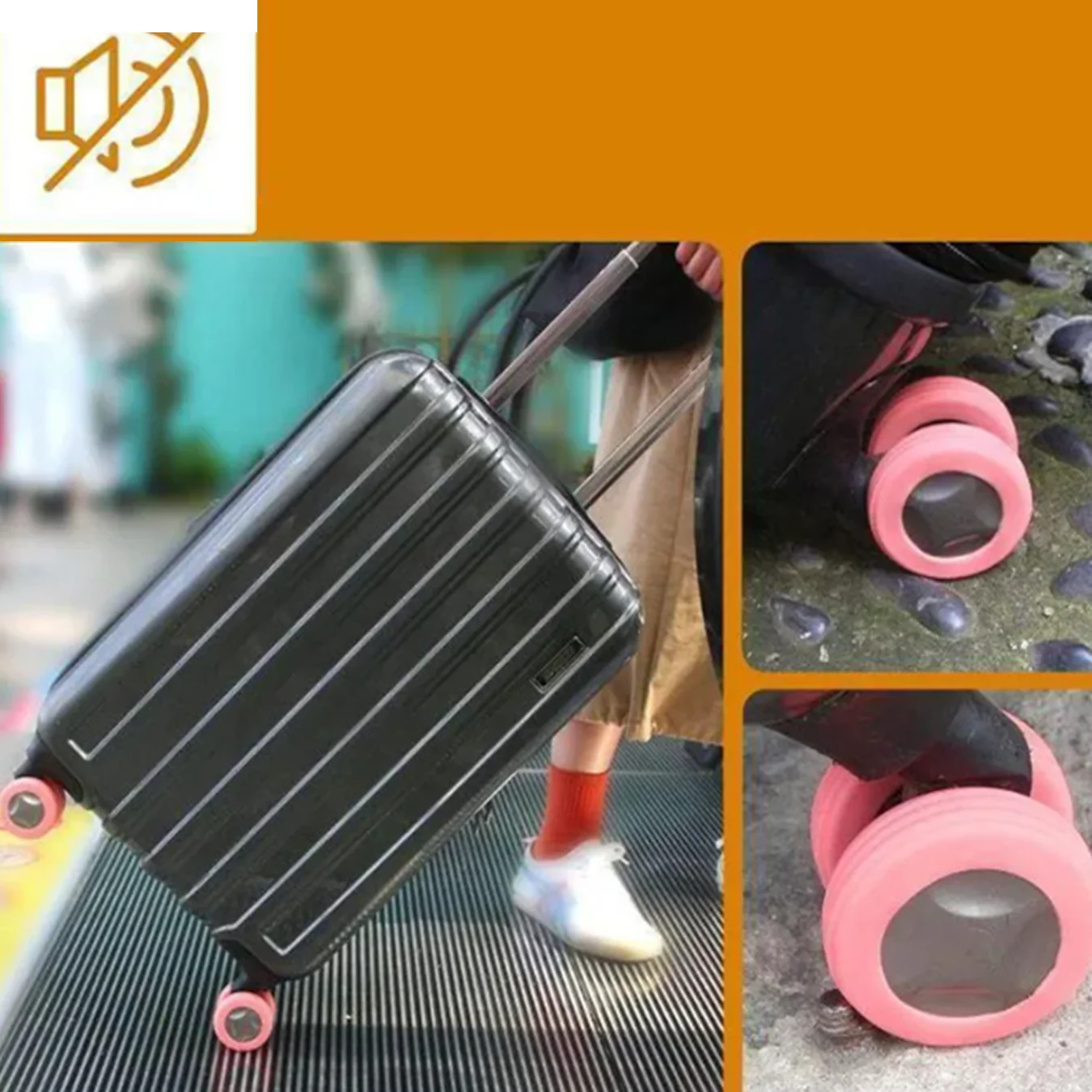 8pcs Luggage Casters Protective Cover Luggage Universal Wheel Shock Reduction Noise Reduction Pulley Silicone Cover