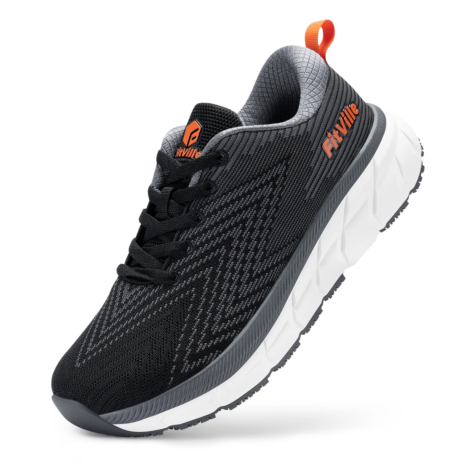 FitVille Box-Schuhe mit breiter Zehenpartie für Herren, gepolstert, gut extra breit, rutschfest, breit, leicht, atmungsaktiv, Laufschuhe