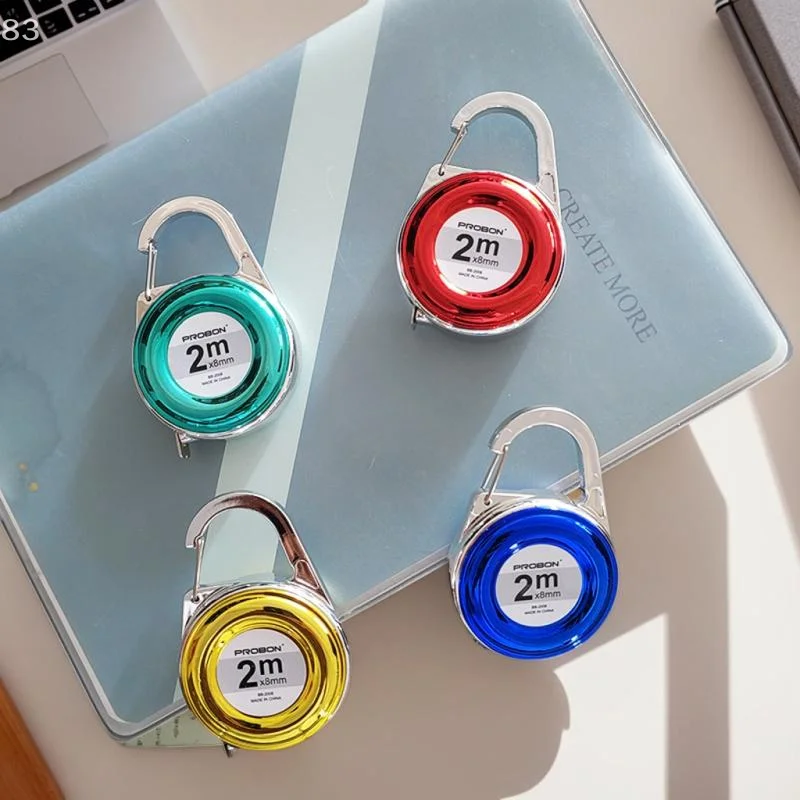 Mini chaveiro fita métrica 2m pequena régua de aço multiuso presente régua ferramenta de medição compacta para casa e escritório