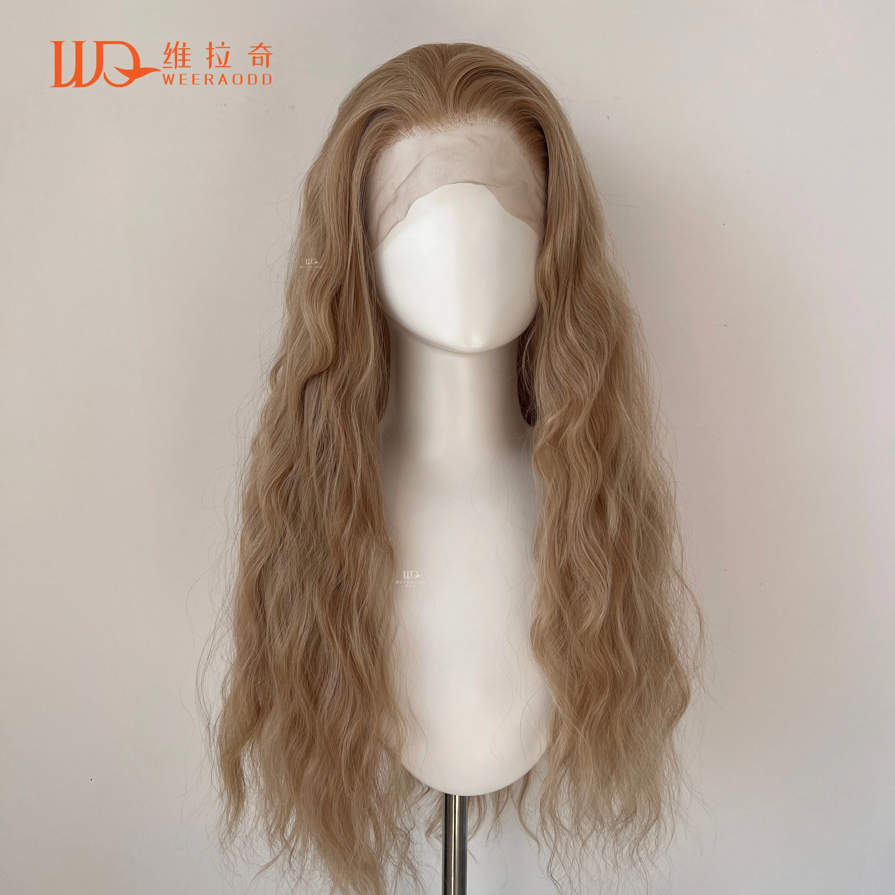 Perruque Lace Front Wig ondulée blonde mixte, 24 pouces, 13x4, sans colle, densité 150%, cheveux résistants à la chaleur, pour fête Cosplay