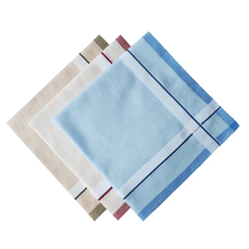6Pcs 40x40cm 100% Baumwolle Klassische Gestreiften Plaid Gedruckt Männer Taschentücher Schweiß Einstecktücher Für Anzüge hochzeit Party Geschenk – Detail 3
