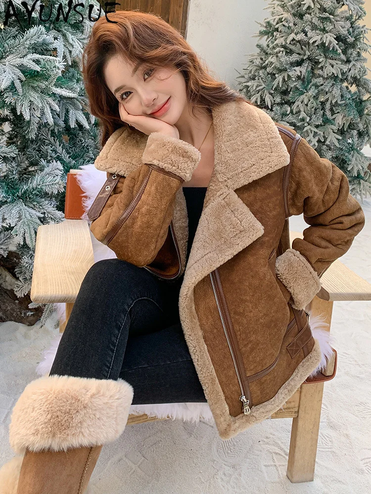 Tcyeek 정품 가죽 자켓 여성 겨울 의류 2025 천연 모피 코트 빈티지 Motocycle 코트 여성 겉옷 Пальто Женское