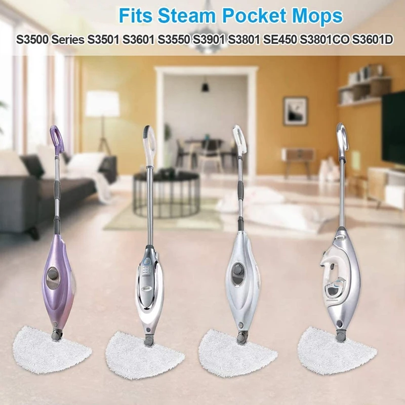 AS63-3Pcs Steam Mop Pads, Washable Microfiber Cleaning Steamer Replacement Pads For Shark Steam Pocket Mop S3500 Series