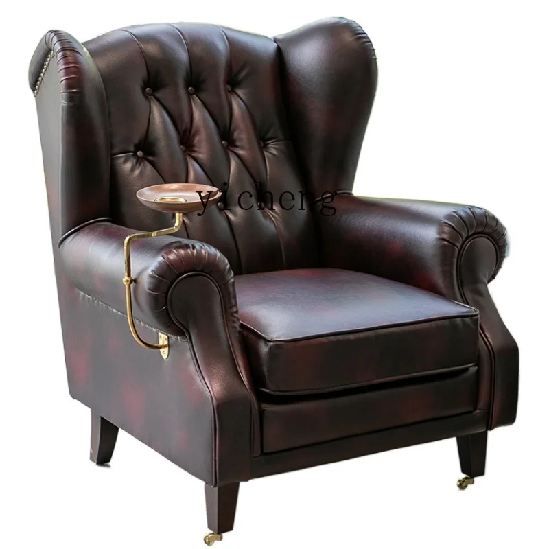 

ZC Single Sofa Nordic Living Room Modern Leather Wingback Chair Leisure Cigar Godfather Chair