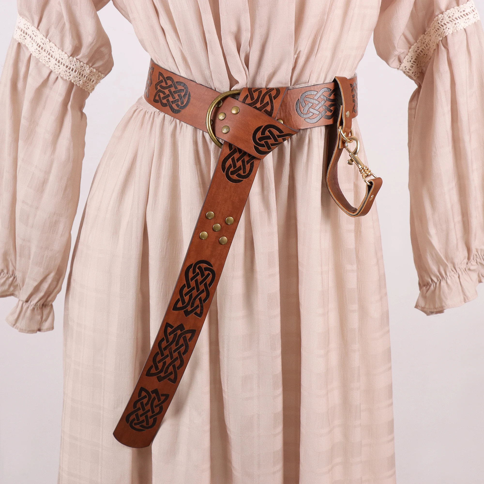 مجموعة مشابك حزام وتنورة كلاسيكية من عصر النهضة مكونة من قطعتين، حزام منقوش من جلد البولي يوريثان الصناعي وحامل أكواب، دعائم أزياء الهالوين التنكرية