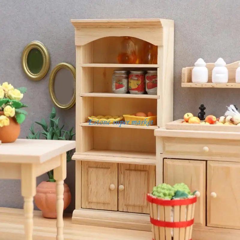 090B Natural Miniature Display Cabinet Doll House Scene Setting Furniture Model