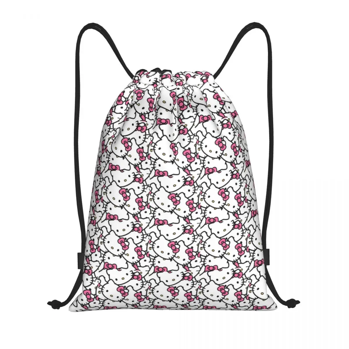 Custom Hello Kitty Drawstring Bag Men Women Lightweight Cartoon Sports Gym Storage Backpack