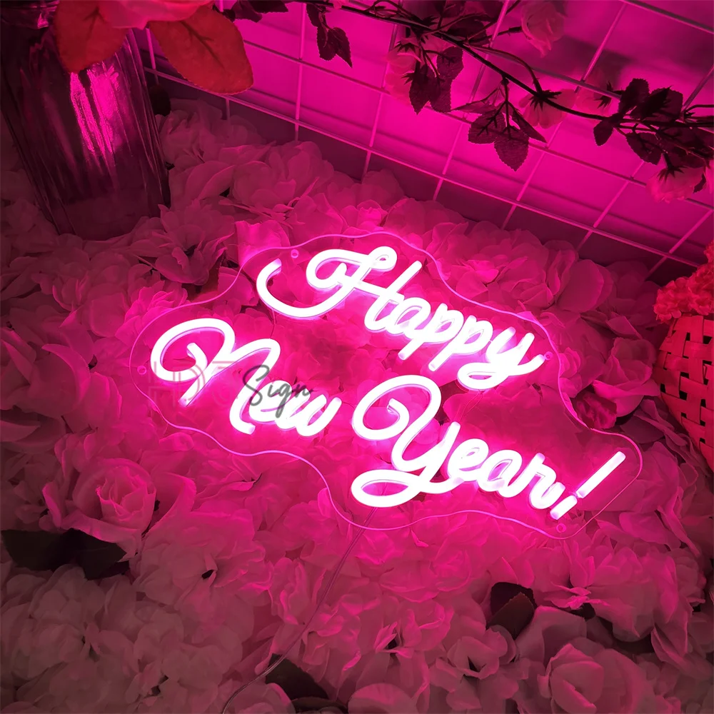 2026 سنة جديدة سعيدة النيون علامات غرفة المنزل حفلة وحدة إضاءة LED جداريّة ديكور عيد الميلاد أضواء النيون السنة الجديدة الديكور تخصيص الهدايا