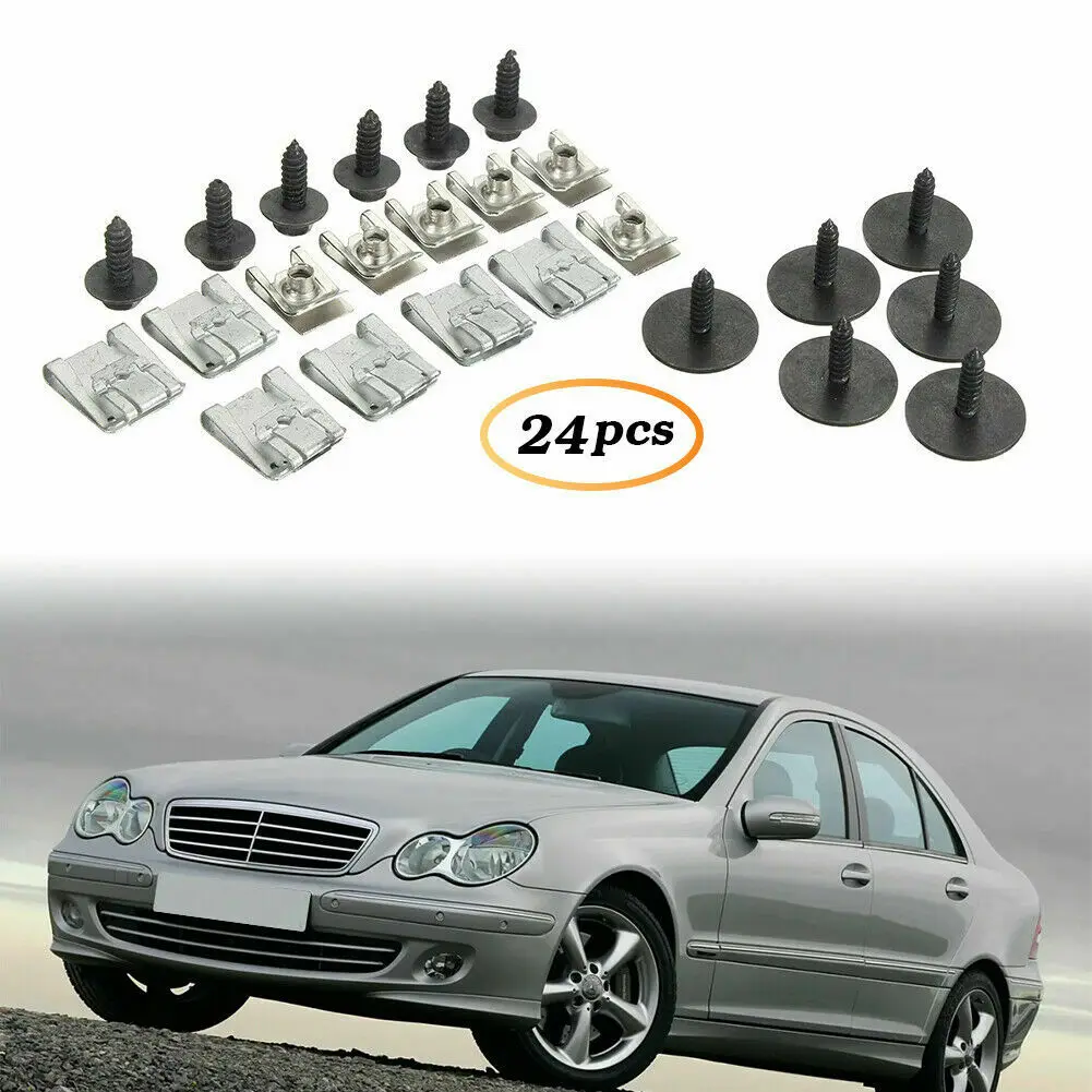 24 pezzi di fissaggio sottoscocca motore per auto clip a vite per Mercedes per Classe C W203 W204 CL203 per clip di fissaggio automatico modello T