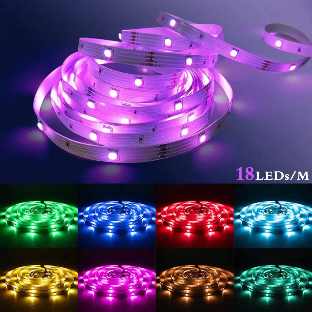 أضواء سلسلة LED ملونة RGB الأشعة تحت الحمراء بلوتوث مراقب الصوت luces مضيئة الديكور غرفة المعيشة 5050 الشريط الإضاءة مصباح Fita