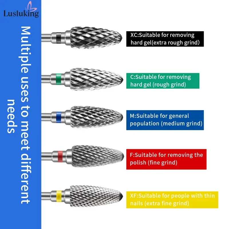 Tungsten Carbid Nail Drill Bits Electric Manicure Drill Accessory Milling Cutters for Nail Gel Polish Remover Nail Tools files